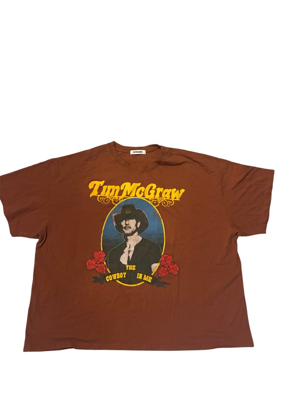 Daydreamer Rust Brown Graphic Tee with Yellow Accent